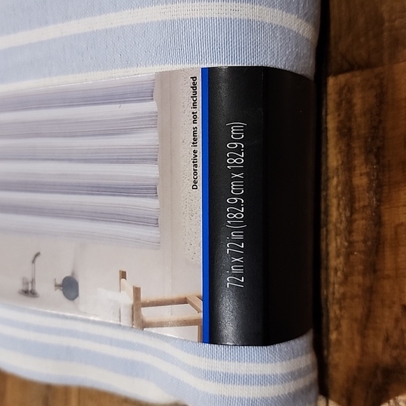 Mainstays White & Chambray Stripe Fabric Shower Curtain - Picture 2 of 7